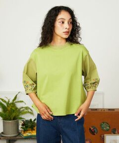 Jocomomola / ホコモモラ カットソー | フラワー刺繍ドッキングカットソー