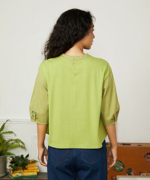 Jocomomola / ホコモモラ カットソー | フラワー刺繍ドッキングカットソー | 詳細2