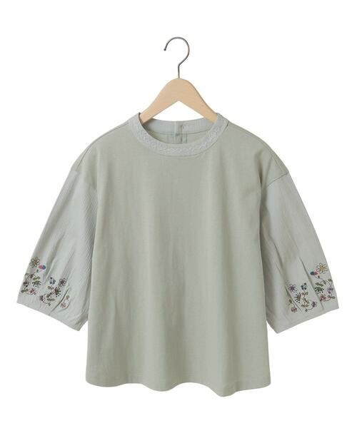 Jocomomola / ホコモモラ カットソー | フラワー刺繍ドッキングカットソー | 詳細20
