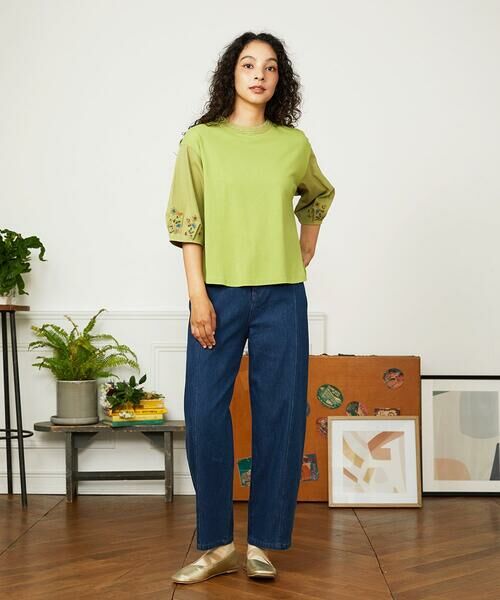 Jocomomola / ホコモモラ カットソー | フラワー刺繍ドッキングカットソー | 詳細8