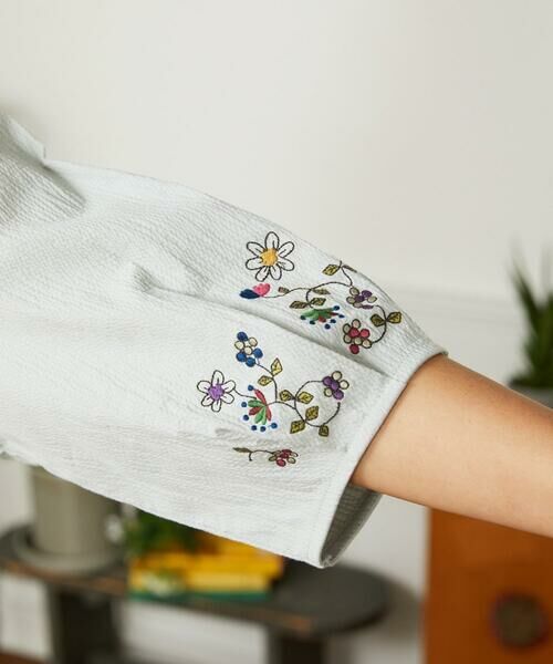 Jocomomola / ホコモモラ カットソー | フラワー刺繍ドッキングカットソー | 詳細9