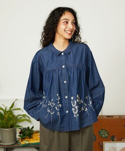 Jocomomola / ホコモモラ シャツ・ブラウス | Jardines コード刺繍デニムブラウス | 詳細1