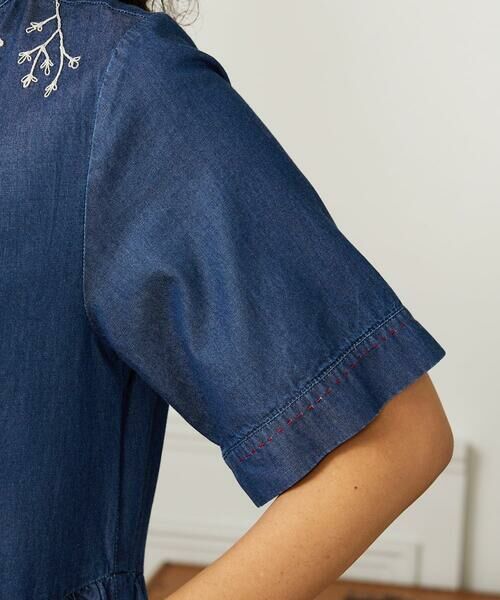 Jocomomola / ホコモモラ ロング・マキシ丈ワンピース | Jardines コード刺繍デニムシャツワンピース | 詳細5