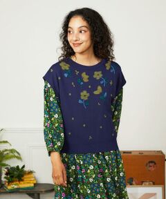 Jocomomola / ホコモモラ ニット・セーター | Flor Alta フラワー刺繍ニットプルオーバー