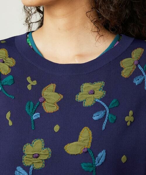 Jocomomola / ホコモモラ ニット・セーター | Flor Alta フラワー刺繍ニットプルオーバー | 詳細3