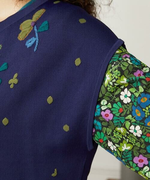 Jocomomola / ホコモモラ ニット・セーター | Flor Alta フラワー刺繍ニットプルオーバー | 詳細4