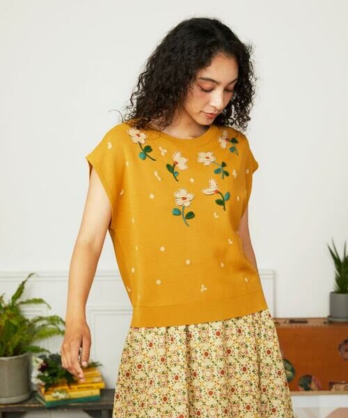 Jocomomola / ホコモモラ ニット・セーター | Flor Alta フラワー刺繍ニットプルオーバー | 詳細9