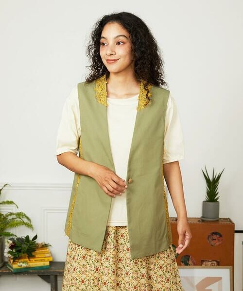 Jocomomola / ホコモモラ ベスト | Encaje de Animal フラワーレースジレ | 詳細2