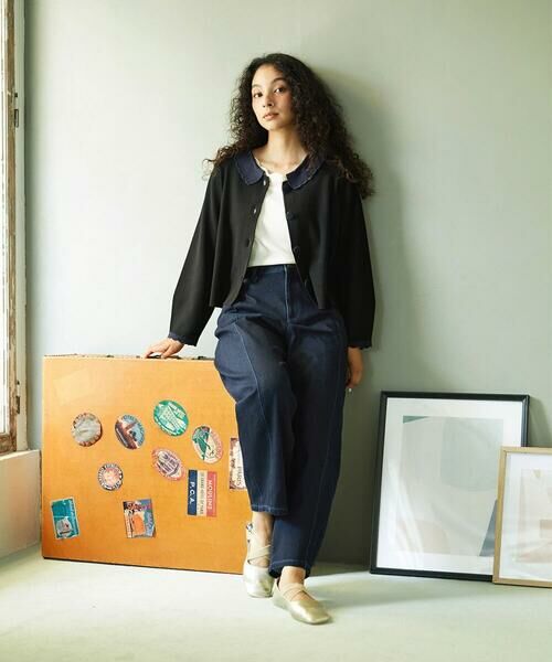 Jocomomola / ホコモモラ カーディガン・ボレロ | Encaje 配色レース襟ニットカーディガン | 詳細13