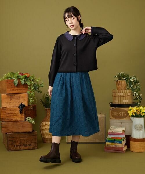 Jocomomola / ホコモモラ カーディガン・ボレロ | Encaje 配色レース襟ニットカーディガン | 詳細15