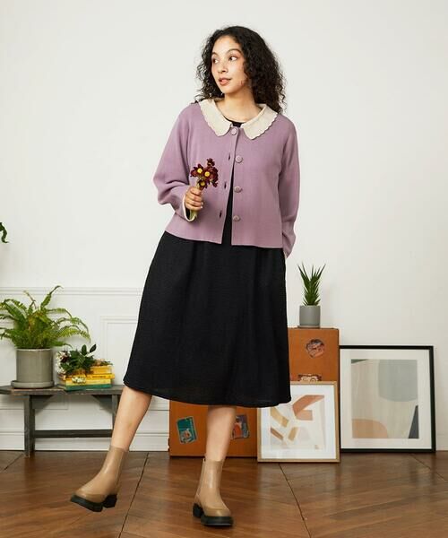 Jocomomola / ホコモモラ カーディガン・ボレロ | Encaje 配色レース襟ニットカーディガン | 詳細9