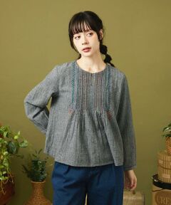 Jocomomola / ホコモモラ シャツ・ブラウス | Cama de flores コットンヘリンボーンブラウス