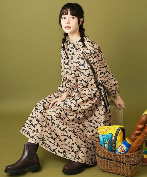 Jocomomola/ホコモモラ Palgue de El Retiro アニマルプリントワンピース アイボリー M