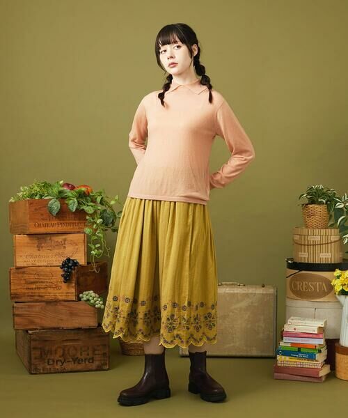 Jocomomola / ホコモモラ ロング・マキシ丈スカート | Cama de flores コットンヘリンボーンフレアスカート | 詳細8