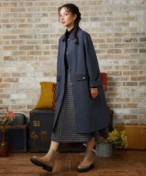 Jocomomola/ホコモモラ コットンツイルステンカラーコート ネイビー M