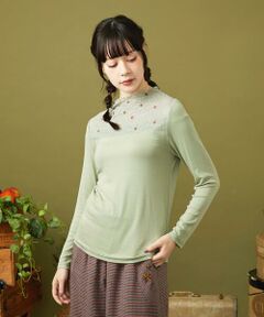 Jocomomola / ホコモモラ カットソー | レーヨンベアフライス レース切り替えカットソー