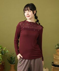 Jocomomola / ホコモモラ カットソー | レーヨンベアフライス レース切り替えカットソー