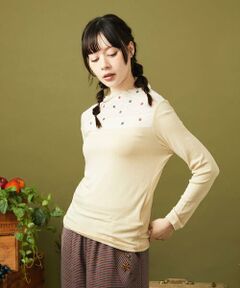 Jocomomola / ホコモモラ カットソー | レーヨンベアフライス レース切り替えカットソー