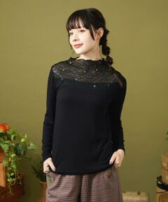 Jocomomola / ホコモモラ カットソー | レーヨンベアフライス レース切り替えカットソー