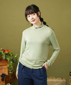 Jocomomola / ホコモモラ カットソー | レーヨンベアフライス フラワーモチーフハイネックカットソー