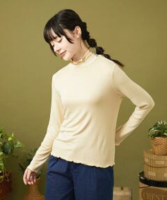 Jocomomola / ホコモモラ カットソー | レーヨンベアフライス フラワーモチーフハイネックカットソー