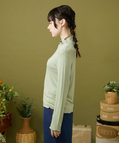 Jocomomola / ホコモモラ カットソー | レーヨンベアフライス フラワーモチーフハイネックカットソー | 詳細1