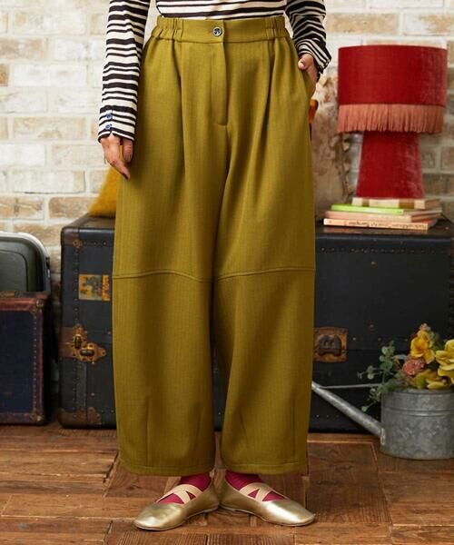 Jocomomola / ホコモモラ その他パンツ | ウールライクヘリンボーンパンツ(カーキ)