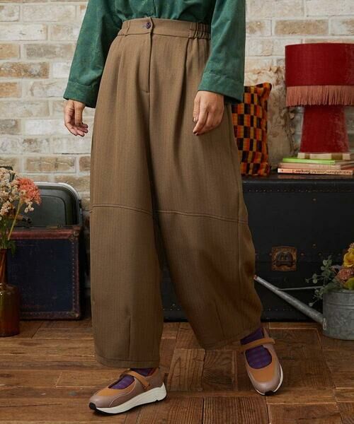 Jocomomola / ホコモモラ その他パンツ | ウールライクヘリンボーンパンツ(ベージュ)