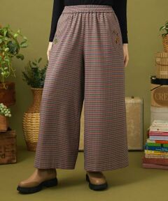 Jocomomola / ホコモモラ その他パンツ | T/Rドビー フラワー刺繍ワイドパンツ