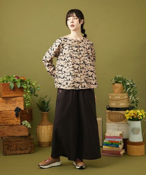 Jocomomola / ホコモモラ その他パンツ | T/Rドビー フラワー刺繍ワイドパンツ | 詳細10