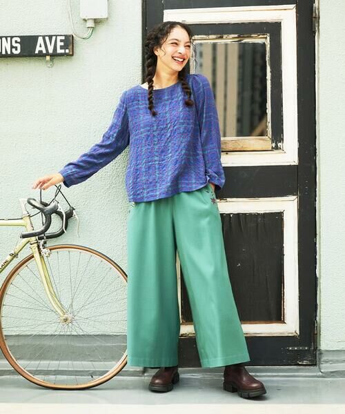 Jocomomola / ホコモモラ その他パンツ | T/Rドビー フラワー刺繍ワイドパンツ | 詳細25