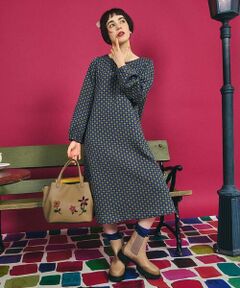 Jocomomola / ホコモモラ ロング・マキシ丈ワンピース | Charco ドットジャカードワンピース