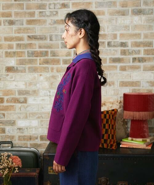 Jocomomola / ホコモモラ カーディガン・ボレロ | Palque Wフェイス フラワーモチーフニットカーディガン | 詳細1