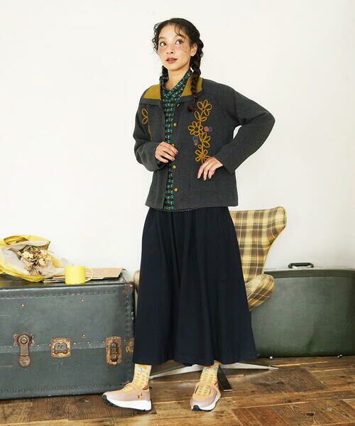 Jocomomola / ホコモモラ カーディガン・ボレロ | Palque Wフェイス フラワーモチーフニットカーディガン | 詳細17