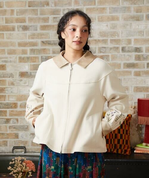 Jocomomola / ホコモモラ セットアップ | Paisaje de la ciudad フラワー刺繍ブルゾン | 詳細1