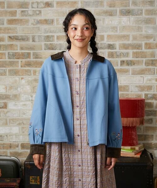 Jocomomola / ホコモモラ セットアップ | Paisaje de la ciudad フラワー刺繍ブルゾン | 詳細12