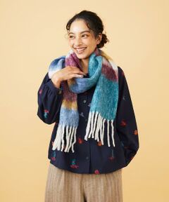 Jocomomola / ホコモモラ マフラー・ショール・スヌード・ストール | 配色ボーダーデザインウールマフラー