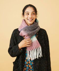 Jocomomola / ホコモモラ マフラー・ショール・スヌード・ストール | 配色ボーダーデザインウールマフラー
