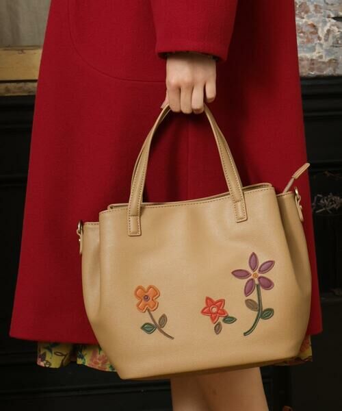 Jocomomola / ホコモモラ トートバッグ | 【2WAY】フラワーアップリケトートバッグ | 詳細11