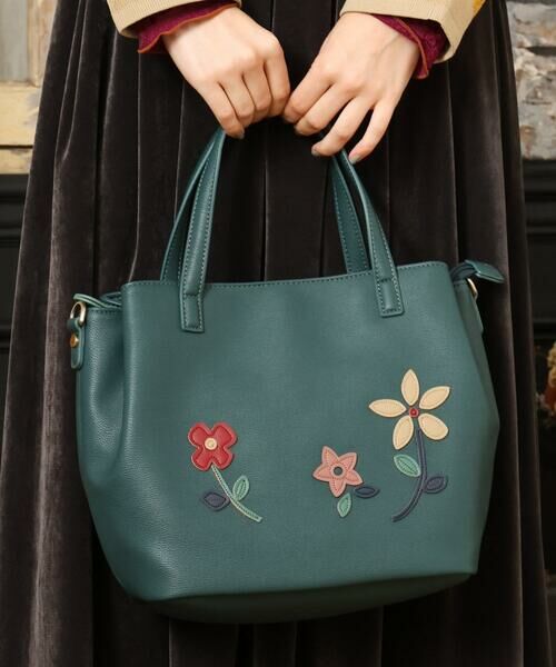 Jocomomola / ホコモモラ トートバッグ | 【2WAY】フラワーアップリケトートバッグ | 詳細17