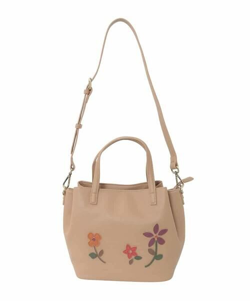 Jocomomola/ホコモモラ 【2WAY】フラワーアップリケトートバッグ ベージュ M Jocomomola/ホコモモラ 【2WAY】フラワーアップリケトートバッグ ベージュ M