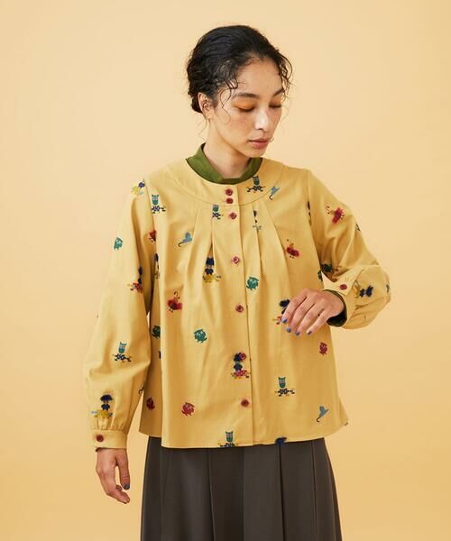 Jocomomola / ホコモモラ シャツ・ブラウス | Lunares Animales もけもけドビーブラウス | 詳細1