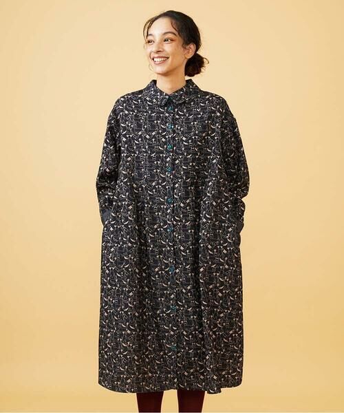 Jocomomola/ホコモモラ Calle de Manuela Malasana アニマルプリントワンピース ブラック M