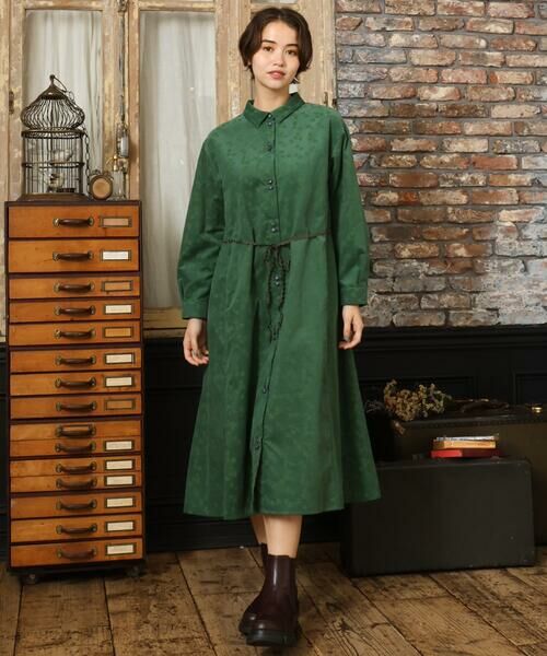 Jocomomola / ホコモモラ ロング・マキシ丈ワンピース | コーデュロイオパールプリントシャツワンピース | 詳細11