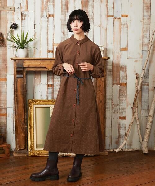 Jocomomola / ホコモモラ ロング・マキシ丈ワンピース | コーデュロイオパールプリントシャツワンピース | 詳細19