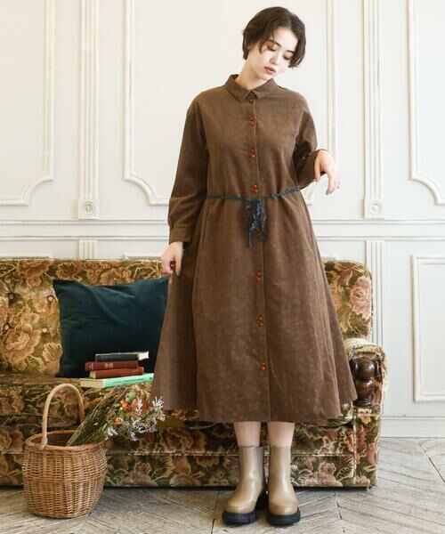 Jocomomola / ホコモモラ ロング・マキシ丈ワンピース | コーデュロイオパールプリントシャツワンピース | 詳細20