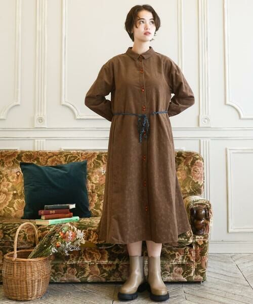 Jocomomola / ホコモモラ ロング・マキシ丈ワンピース | コーデュロイオパールプリントシャツワンピース | 詳細21