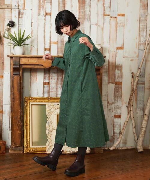 Jocomomola / ホコモモラ ロング・マキシ丈ワンピース | コーデュロイオパールプリントシャツワンピース | 詳細9