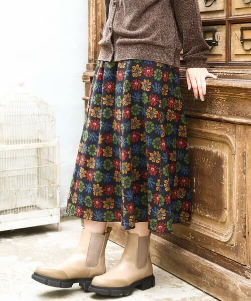 Jocomomola/ホコモモラ Calle Imperial フラワープリントスカート ブラック M