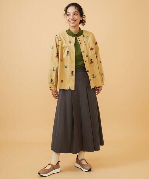 Jocomomola / ホコモモラ ロング・マキシ丈スカート | Pliegues ワンポイント刺繍プリーツスカート | 詳細8